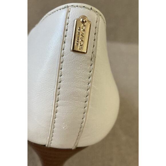 Coach Vonna High Heel Shoe Women’s Sz 7 Chalk Pump Beaded Point Toe - Picture 7 of 11
